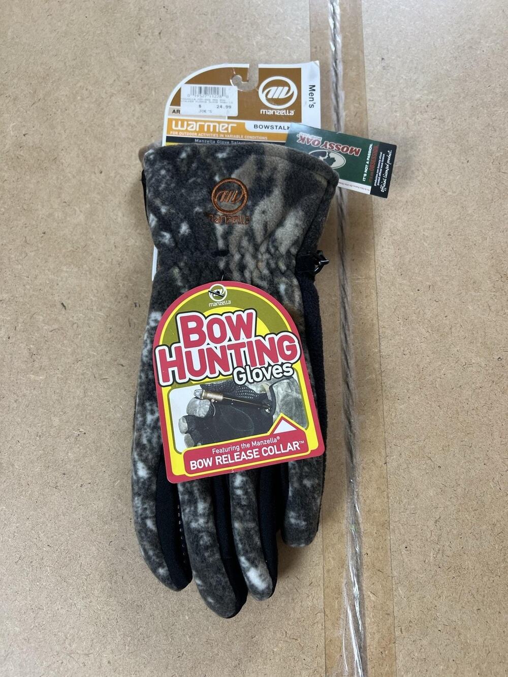 Manzella Gloves Mens L Gray Bowstalker Bow Hunting Fleece Insulated Windproof
